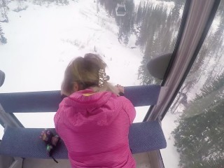 Crazy Fuck with Sexy Girl in the Lift at the Ski Resort_POV Amateur Couple