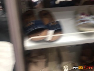 Pussy Flashing in Public ShoeStore