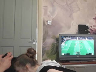 Distracting Daddy on FIFA sloppy_deepthroat facefucking with gagging