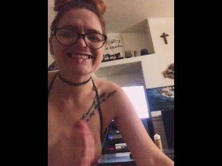 Horny milf goes to town on my_cock swallowing my load
