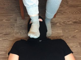 Sexy Girl After Gym In Nike Gray Socks Domination And Gagging Socks