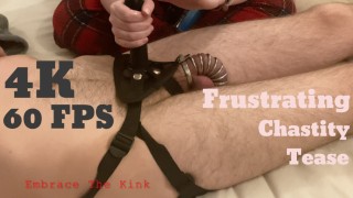 Tease ETK Goddess Teases Her Chastity Strapon With A Frustrating Handjob