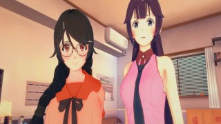 (3D Hentai)(Futa)(Monogatari) Sex with Tsubasa and Hitagi