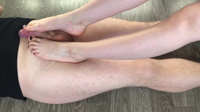 teen girl footjob with perfect feet, cum on foot toes fetish 20