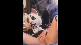 Furry Teen Maid Entertains Big Dildo For You