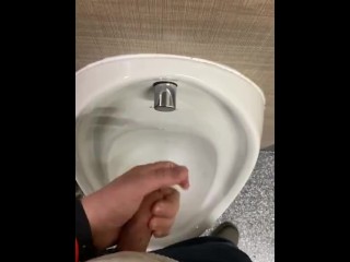 wanking in public toilets and had big cumshot in