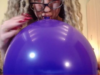 Big Violet Ballon blow to pop in transporent sexy_dress