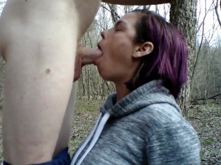 (Teaser) Handcuffed to a tree and deepthroat facefucked_off trail
