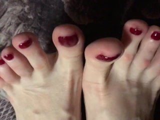 Red Painted Toenails Close Up