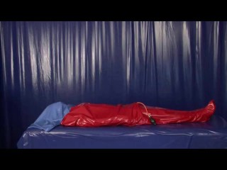 Rubber Girl_In Latex Bondage Bag With Sheet_Mask Breathplay Blowjob