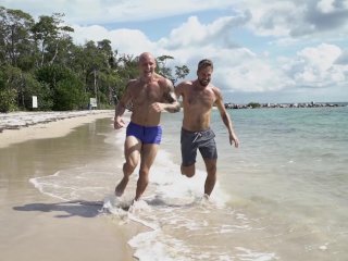 Gaywire - Trevor Laster Gets Good Pump On The Beach With Wesley Woods