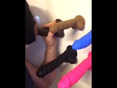Solo Male Quarantined at Home Puts On Show Throating Dildos & Eats His Cum.