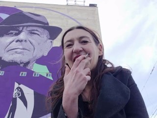 INHALE 13 Gypsy Dolores Smoking Fetish with Leonard Cohen/ Montreal murals