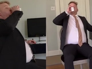 Exploding Office Jock Blimps Out Of Suit - (Inflation)