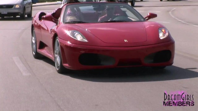 Girl Flashes Tits While Riding In A Ferrari Convertible 14