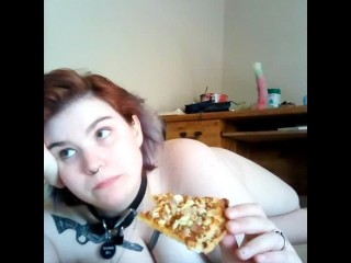 hot chubby_girlfriend eats_entire pizza