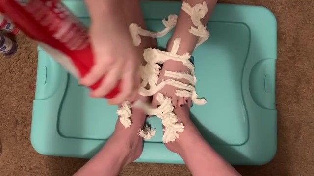 Whipped cream makes happy feet