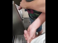 public toilet jerk and wank with a hot guy! huge dick!