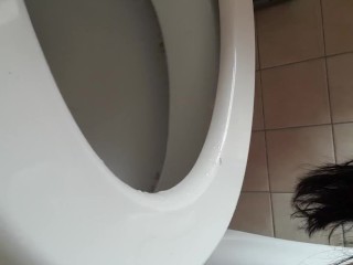 Girl pissing selfieand licking_the toilet clean