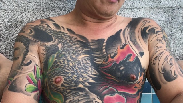 Asian Tattoo Cumshot - Tattooed Asian Dads Fuck in the Pool. no Cum Shoot. - Pornhub.com