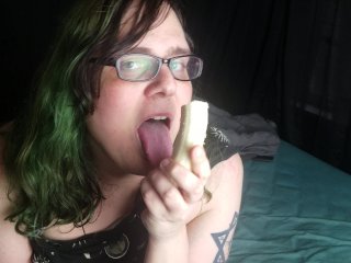 Trans Girl Seductively-Ish Eats A Banana