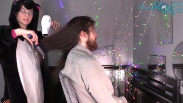 Drying, Brushing, Styling, and Measuring Long Male Hair