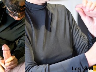 4K - MILF Sucks in Black Dress and Gets CumOn Face