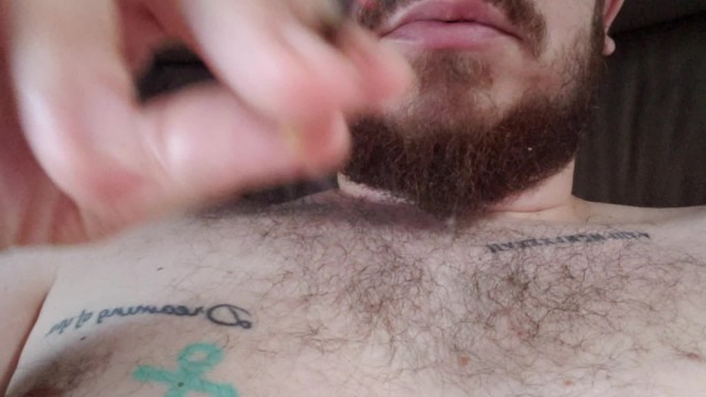 SMOKING AND SHOWING THE HAIRY BODY, 