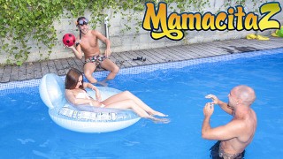 Threesome MAMACITAZ Chicas Loca Russian Teen Stacy Snake Pool Party
