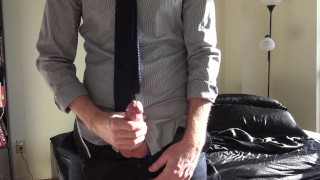 Hot Guy In A Tie Moans Loudly And Shoots A Large Load For His Baby