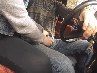 Backroads blowjob and pussy rub in_the truck - FitCoupleLust