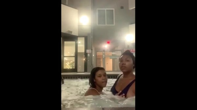 Two Girls in the Hotel Pool