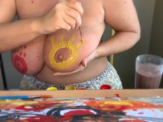 BOOBIE ART 1 - ABSTRACTPAINTING WITH LARGE BOOBS