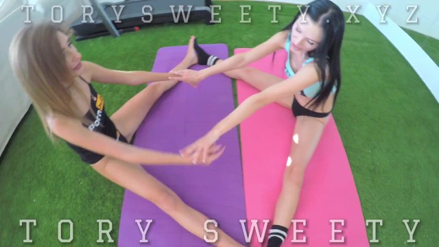 Two s play with dildo during fitness classes - Sasha Rose, Tory Sweety