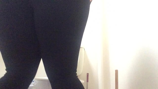Chubby Redhead Sheer Legging Fetish Peeing in Panties and Asshole Winking 17