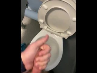 Masturbating In Public Toilets With Big Cumshot