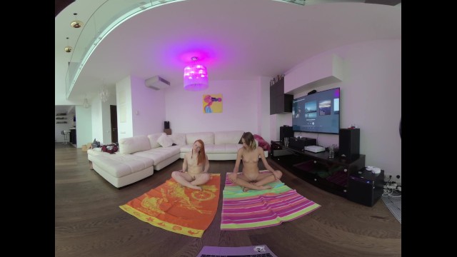 VR180 vr video miss_pussycat and riki doing afternoon naked yoga together