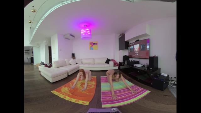 VR180 vr video miss_pussycat and riki doing afternoon naked yoga together