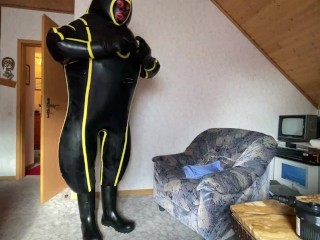 full try on MD-Latex Inflatable_Cyborg Hazmat_Suit