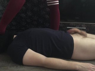 Teen GirlTrampling with Red Knee Socks Femdom_Fetish