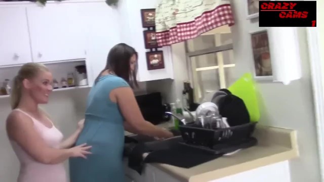 Lesbian fucking in the kitchen