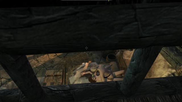 Peeping on girls sex from the roof of the house  Skyrim sex mods