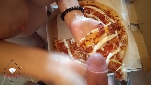 Milf eats cum on pizza 15