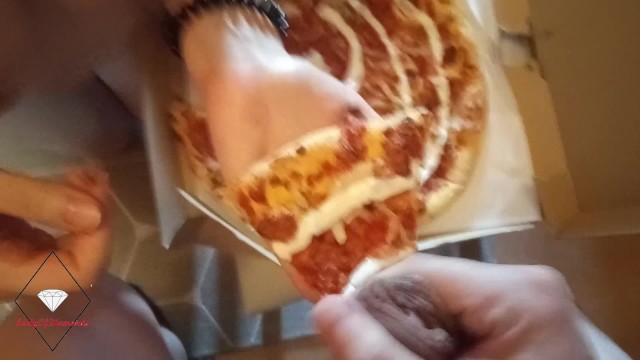 Milf eats cum on pizza 15