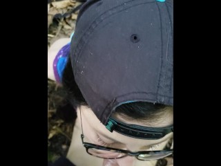 Blowing A Stranger In The Woods then I lick His Cum_From My_Glasses