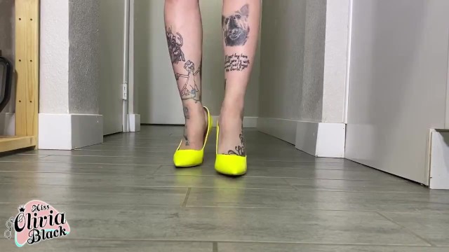 **Full Cliip** Shoe Foot Fetish Pt. 7 Yellow Pumps 1