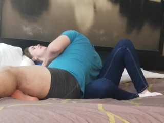 Nursing, Humping,Cumming All Over Her Jeans (Cumshot at 8:15)