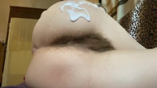 Natural Hairy Girl body lotion session . Hairy pussy ,ass ,legs,armpits