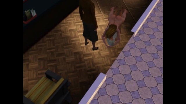 The boss fucked at work in the porn game Sims  Office sex