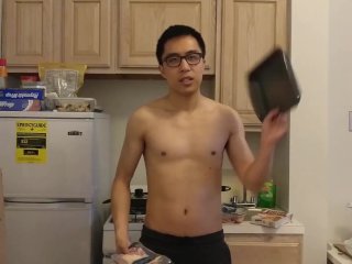 Topless Chinese Guy Teaching How To Bake Chicken The Easy Way